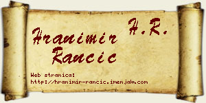 Hranimir Rančić vizit kartica
